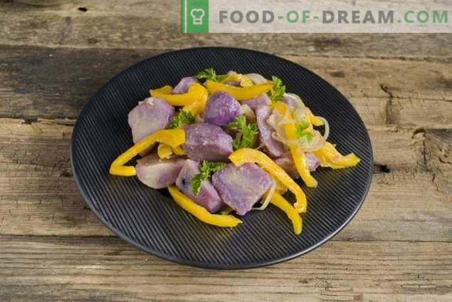Lašu salāti ar purpura kartupeļiem