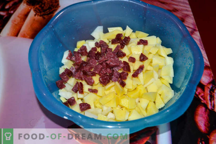 Cepta podos - kartupeļi ar sēnēm un kūpināta desa, garda recepte viesiem
