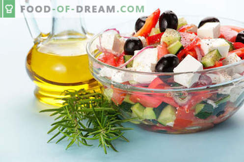 Salāti ar olīveļļu - labākās receptes. Kā pareizi un garšīgi sagatavot salātus ar olīveļļu.
