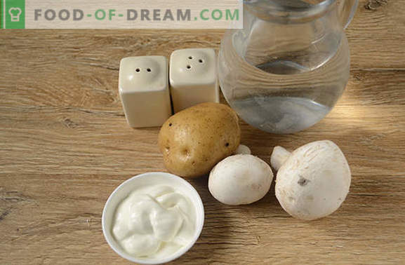 Kartupeļi ar sēnēm krāsnī ar skābo krējumu - aromātisks un barojošs ēdiens. Autora soli pa solim foto ar ceptiem kartupeļiem ar sēnēm