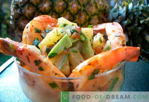 Salāti ar ananāsiem un garnelēm - labākās receptes. Kā pareizi un garšīgi pagatavot salātus ar ananāsiem un garnelēm.