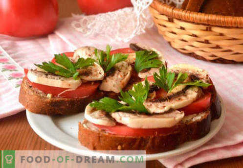 Tomātu sviestmaizes ir labākās receptes. Kā ātri un garšīgi pagatavot sviestmaizes ar tomātiem.
