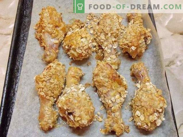 Chicken legs flaked in breading