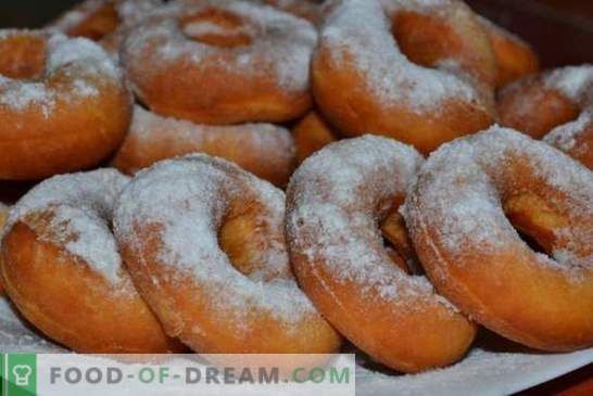 Donuts kefīriem - receptes ar fotogrāfijām un daudz triku! Detalizēta dažādu donuts gatavošana kefīrā pēc receptēm ar fotogrāfijām