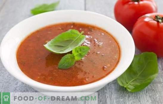 Tomātu zupa - veselīgs ēdiens karstām vasarām un aukstām ziemām. Labākās iespējas karstā un aukstā tomātu biezeņu zupā
