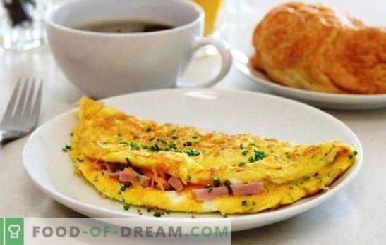 Omlete ar desu pannā - vienkārša brokastis. Omlete receptes pannā ar desu un sieru, tomātiem, bekonu, dārzeņiem