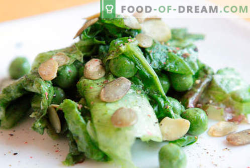 Salāti ar zaļajiem zirnīšiem - pārbaudītas receptes. Kā pagatavot salātus ar zaļajiem zirņiem.