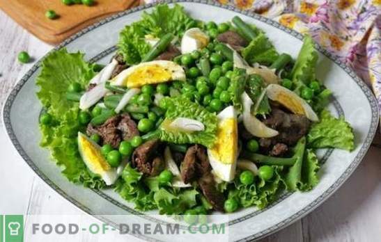 Barojoši garšīgi salāti ar aknām un pupiņām: pārbaudītas receptes. Salātu varianti ar aknām un pupiņām, ar majonēzi un bez tās