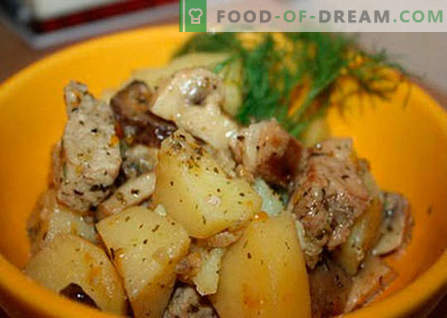 Kartupeļi ar gaļu un sēnēm ir labākās receptes. Kā pareizi un garšīgi pagatavot kartupeļus ar gaļu un sēnēm.
