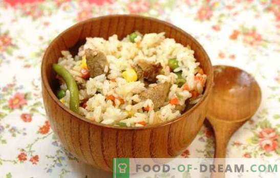 Rīsi ar gaļu lēnā plītī: no pilaf līdz paellai. Tautas rīsu ēdienu receptes ar gaļu lēnā plīts virsmā: vienkāršs un oriģināls