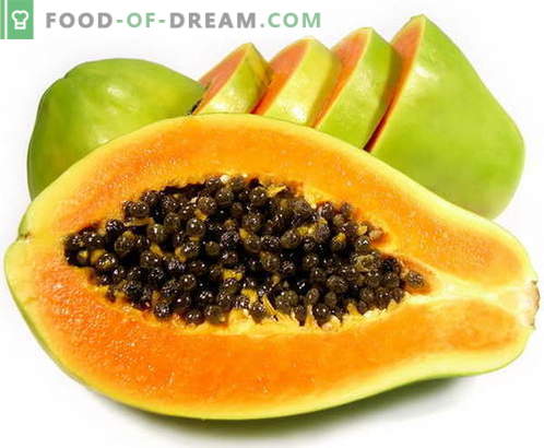 Papaija - apraksts, noderīgas īpašības, lietošana ēdiena gatavošanā. Receptes ar papaiju.