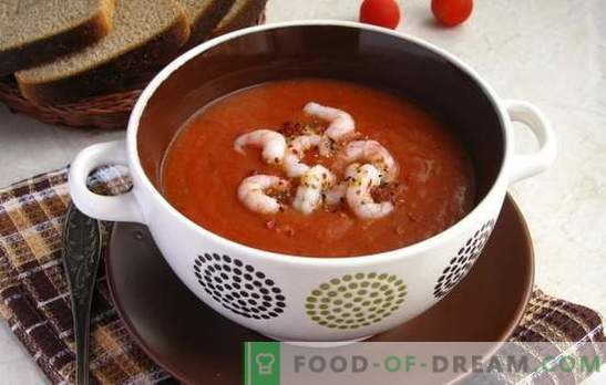 Tomātu zupa ar garnelēm - aromātiska delikatese. Labākās receptes tomātu zupai ar garnelēm un citām jūras veltēm