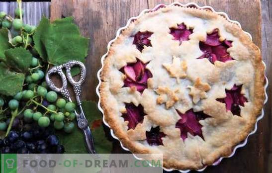 Grape Pie - visi būs laimīgi par viņu! Receptes smilšu, cepumu, pūku un raugu pīrāgu ar vīnogām