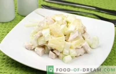 Salāti ar ananāsiem un vistas krūtiņu ir pazīstami eksotiski. Receptes salātu gatavošanai ar ananāsu un vistas krūtiņu