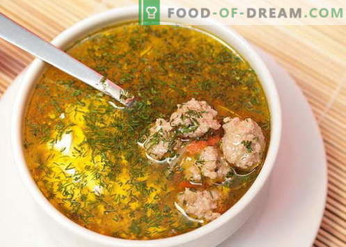 Meatball Soup - labākās receptes. Kā pareizi pagatavot zupu ar gaļas kotletes.