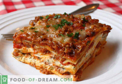 Classic Lasagna - pareizās receptes. Kā ātri un garšīgi gatavot klasisko lasagni.