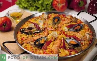Paella ar jūras veltēm - plov spāņu stilā. Pavārmāksla paella ar jūras veltēm un pupiņām, kukurūzu, zirņiem, zivīm
