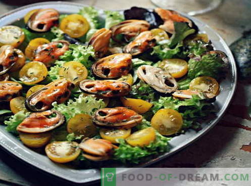 Mussel salāti - labākās receptes. Kā pareizi un garšīgi gatavot gliemju salātus.