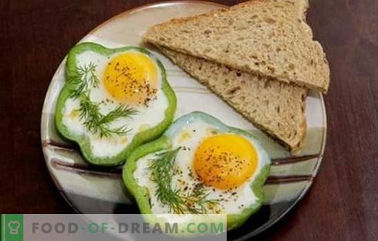 Ceptas olas lēni plīts - viegli! Receptes kartupeļu olas lēni plīts; olu čaumalas, ceptas olas, tomāti, siers, desa, tvaicēti