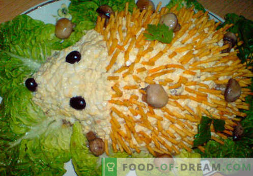 Hedgehog salāti - labākās receptes. Kā pareizi un garšīgi pagatavoti salāti 