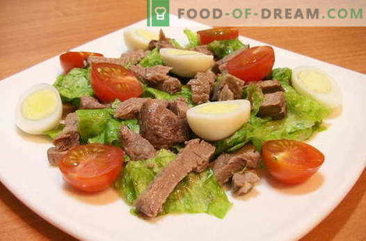 Salāti ar gaļu - labākās receptes. Kā pareizi un garšīgi gatavot gaļas salātus.
