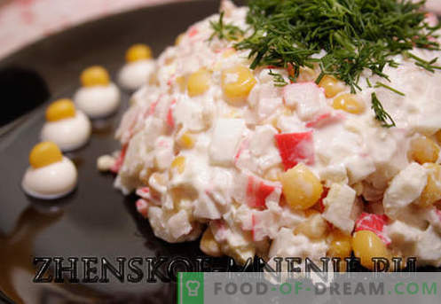 Krabju salāti - recepte ar fotogrāfijām un soli pa solim