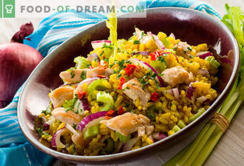 Salată de orez - cele mai bune cinci rețete. Cum să gătești în mod corespunzător și gustos salată de orez.