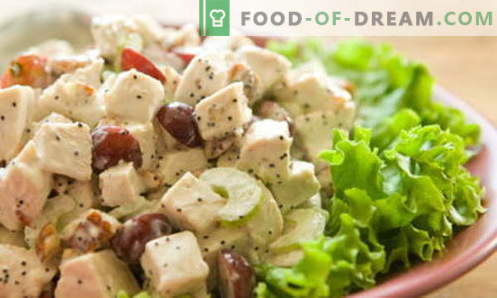 Salāti ar vistu un vīnogām - labākās receptes. Kā pareizi un garšīgi sagatavot vistas salātus ar vīnogām.