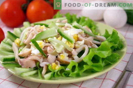 Labākās receptes ir kalmāriem salātiem. Kā pareizi un garšīgi gatavot kalmāru salātus.