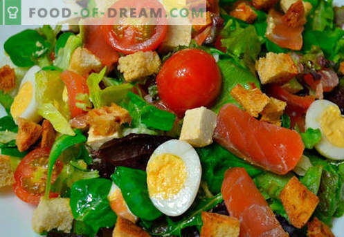 Salāti ar lašiem un tomātiem - pareizās receptes. Ātri un garšīgi gatavojiet salātus ar lasi un tomātiem.