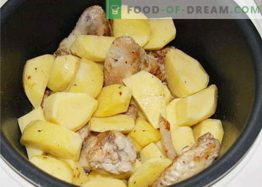Vistas gaļa ar kartupeļiem lēnā plītī - labākās receptes. Kā pareizi un garšīgi pagatavot lēni plīts vistas ar kartupeļiem.