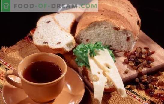 Baltās un rudzu maizes receptes ar rozīnēm cepeškrāsnim un maizes ražotājam. Tradicionālā nacionālā konditoreja - maize ar rozīnēm