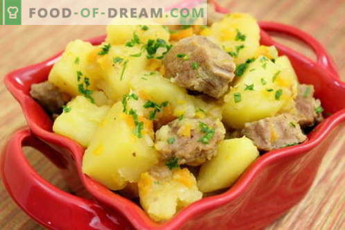 Kartupeļi ar gaļu lēnā plītī - labākās receptes. Kā pareizi un garšīgi pagatavot kartupeļus ar gaļu lēnā plītī.