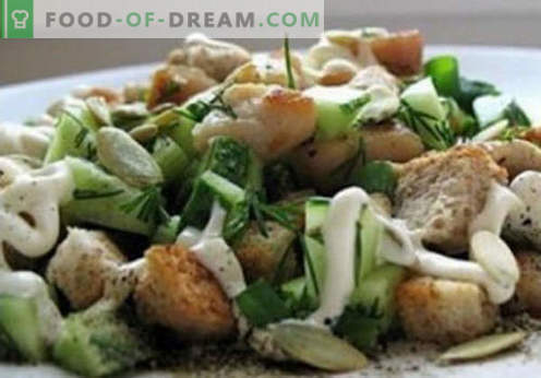Salat mit Kirieshkami - bewährte Rezepte. Wie man richtig und schmackhaft gekochten Salat mit Kirieshkami isst.