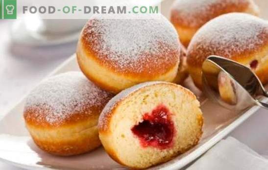 Donuts ar ievārījumu - ārstēšana, kas pazīstama kopš bērnības. Kā pagatavot gardus donuts ar ceptu ievārījumu un cepeškrāsni