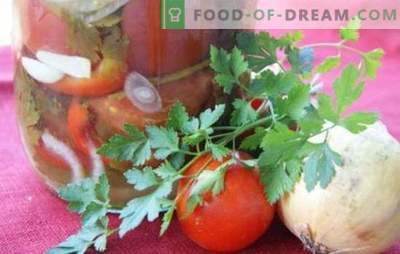 Tomatisalat sibulaga talveks: ilus magus ja vürtsikas koostis. Parimate salatiretseptide kogumine talveks tomatite ja sibulaga