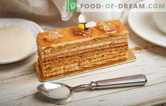 Medus kūka: soli pa solim ar savu iecienītāko kūka. Ēdienu gatavošana mājās, izmantojot soli pa solim receptes ar maigu klasisku vai riekstu medus kūka fotogrāfijām