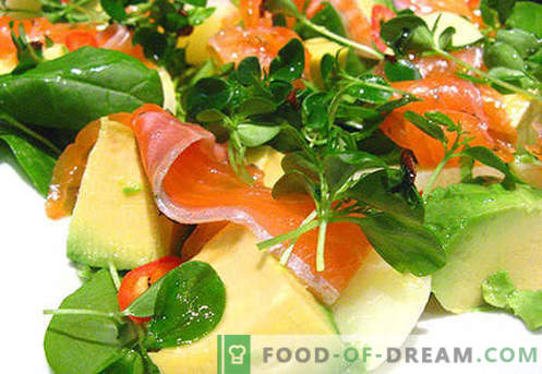 Salāti ar avokado un lašiem - pareizās receptes. Ātri un garšīgi gatavojiet salātus ar avokado un lašiem.